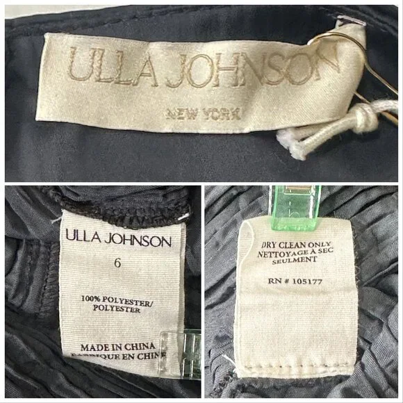 Ulla Johnson Circe Gown Noir Black Pleated Asymmetric Dress Size 6 NWT - Picture 5 of 16